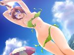  :o armpits arms_up beach bikini blindfold blindfold_down blue_eyes bob_cut breasts cloud day dutch_angle from_below game_cg groin legs looking_at_viewer medium_breasts misaki_renka mountain navel nipples one_eye_covered open_mouth outdoors pink_hair public_nudity sano_toshihide shichinin_no_online_gamers short_hair side-tie_bikini sky solo stick suikawari sun surprised swimsuit thigh_gap umbrella untied wardrobe_malfunction 