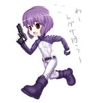  boots chibi ghost_in_the_shell gun handgun iwai_ryou kusanagi_motoko pistol purple_footwear red_eyes solo tears weapon 