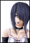  artist_request black_hair brown_eyes choker confused elbow_gloves exif_thumbnail_surprise gloves gothic hair_over_one_eye lip_piercing lipstick makeup original piercing solo 
