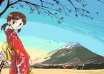  artist_request japanese_clothes kimono mount_fuji mountain oekaki original solo 