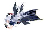 cropped_jacket facial_mark fingerless_gloves gloves highres lyrical_nanoha magical_girl mahou_shoujo_lyrical_nanoha mahou_shoujo_lyrical_nanoha_a's multiple_wings red_eyes reinforce silver_hair solo solwyvern vector_trace waist_cape wings yami_no_sho 