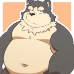  2019 96tning anthro belly canid canine canis domestic_dog male mammal moobs navel overweight overweight_male simple_background solo 