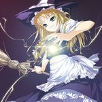  blonde_hair blue_eyes braid broom hat kirisame_marisa long_hair rokuwata_tomoe solo touhou witch_hat 