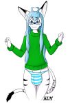  :3 anthro aqua_hair blush bulge clothed clothing equine eyewear feline fur girly glasses horse hyper hyper_bulge kinglikeme mammal markings nicholas_c._corbin panties pince-nez pony simple_background turtleneck underwear white_fur 