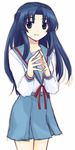  asakura_ryouko blue_sailor_collar blue_skirt half_updo kita_high_school_uniform long_sleeves sailor_collar school_uniform serafuku shima_tokio sketch skirt solo suzumiya_haruhi_no_yuuutsu 