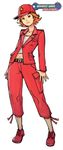  advance_wars advance_wars:_dual_strike baseball_cap belt black_eyes duplicate flat_chest full_body hat highres hirata_ryou midriff military military_uniform navel official_art orange_hair pants rachel_(advance_wars) shoes short_hair simple_background smile sneakers socks solo standing star uniform 