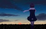  arms_behind_back night night_sky original scarf shima_tokio sky solo standing sunrise 