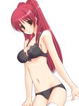  blush bra brown_eyes kaneru kousaka_tamaki lingerie long_hair panties red_hair solo thighhighs to_heart_2 underwear underwear_only 