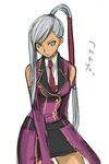  bare_shoulders code_geass dark_skin pencil_skirt silver_hair sketch skirt solo tetsu_(kimuchi) villetta_nu yellow_eyes 