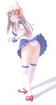  bent_over blue_skirt highres legs nyaou os-tan panties skirt solo thighhighs underwear xp-tan 