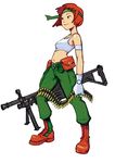  advance_wars ammunition_belt armband belt_pouch bob_cut boots bullet domino_(advanced_wars) flat_chest full_body gloves gun headband heavy_machine_gun hirata_ryou legs_apart machine_gun midriff military navel official_art orange_hair pants pouch rifle short_hair simple_background smile solo sports_bra standing uniform weapon zipper 