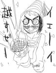  amputee bikko funny_glasses glasses greyscale hat monochrome multicolored_hair original party_popper solo translation_request two-tone_hair yoshida_on 