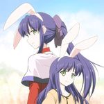  animal_ears back-to-back bunny_ears dual_persona green_eyes kanon kawasumi_mai lowres multiple_girls takahata_yuki 