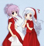  aria_(sister_princess) artist_request blue_hair chikage_(sister_princess) christmas multiple_girls purple_hair santa_costume sister_princess 