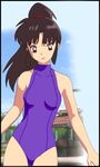  artist_request casual_one-piece_swimsuit inuyasha lowres one-piece_swimsuit ponytail sango solo swimsuit turtleneck 