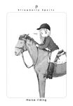  ana_coppola barasui greyscale highres horse ichigo_mashimaro monochrome reins solo 