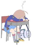  ahoge bag desk duffel_bag gakuen_utopia_manabi_straight! misaki_takahiro school_uniform seiou_gakuen_school_uniform sleeping solo uehara_mutsuki zzz 