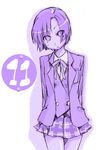  kugimiya_madoka mahou_sensei_negima! mikami_komata monochrome numbered plaid plaid_skirt purple skirt solo 