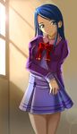  blue_eyes blue_hair c-wing l'ecole_des_cinq_lumieres_school_uniform minazuki_karen precure purple_skirt ribbon school_uniform skirt solo yes!_precure_5 