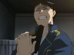  clenched_teeth fullmetal_alchemist gun gun_to_head handgun holding holding_gun holding_weapon lowres male_focus pistol roy_mustang screencap solo suicide teeth weapon 