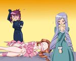  aria_(sister_princess) artist_request bdsm blue_hair bondage bound brown_hair character_request chikage_(sister_princess) dress elbow_gloves gag gagged gift gloves multiple_girls purple_hair ribbon sister_princess white_day 