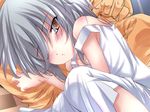  blush dress grey_hair nagato_yuki one_eye_closed shiny shiny_skin shiranagi short_hair solo sundress suzumiya_haruhi_no_yuuutsu yellow_eyes 