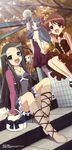  absurdres asakura_ryouko highres ikeda_shouko kimidori_emiri kyon_no_imouto long_hair megami multiple_girls official_art pantyhose scan sitting sitting_on_stairs stairs suzumiya_haruhi_no_yuuutsu tsuruya very_long_hair 