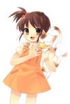  :3 blush calico food fruit highres holding holding_food holding_fruit itou_noiji kyon_no_imouto lemon open_mouth ponytail shamisen_(suzumiya_haruhi) side_ponytail simple_background solo suzumiya_haruhi_no_yuuutsu white_background 