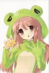  absurdres animal_costume asahina_mikuru food frog_costume fruit highres holding holding_food holding_fruit itou_noiji lemon solo suzumiya_haruhi_no_yuuutsu 