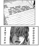  christmas comic death_note death_note_(object) fake_translation greyscale monochrome parody santa_claus third-party_edit yagami_light 