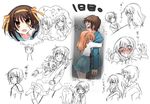  4girls asahina_mikuru brown_hair harmonia hug kita_high_school_uniform kyon kyon_no_imouto multiple_girls nagato_yuki school_uniform short_hair suzumiya_haruhi suzumiya_haruhi_no_yuuutsu 