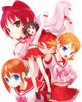  blue_eyes folded_ponytail highres komaki_manaka kousaka_tamaki long_hair lucy_maria_misora multiple_girls orange_hair pink_hair red_eyes red_hair sasamori_karin school_uniform serafuku to_heart_2 uni yuzuhara_konomi 