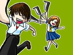  1girl animated animated_gif hatchet higurashi_no_naku_koro_ni lowres maebara_keiichi nose_hatchet ryuuguu_rena school_uniform 