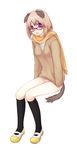  animal_ears dog_ears dog_tail glasses kneehighs original panties scarf socks solo sweater tail underwear usashiro_mani 