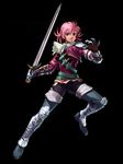  armor ascot belt boots chronicles_of_the_sword extra fighting_stance gauntlets kawano_takuji knife luna_(soulcalibur) official_art pink_hair pose short_hair short_twintails simple_background smile solo soulcalibur soulcalibur_iii standing strap sword thigh_boots thighhighs twintails weapon 