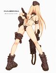  angel_gear ass belt bikini blonde_hair boots breasts glasses gloves gun keuma knife long_hair medium_breasts solo swimsuit thigh_strap weapon world_war_ii 