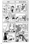  4koma animal_ears banana_peel bunny_ears camera comic english fujiwara_no_mokou greyscale hair_ribbon hard_translated hat highres houraisan_kaguya long_hair monochrome multiple_4koma multiple_girls reisen_udongein_inaba ribbon tako_(plastic_protein) touhou translated yagokoro_eirin 