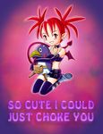  :d artist_request bare_shoulders bat_wings belt bird black_gloves disgaea elbow_gloves etna full_body gloves grin hug looking_at_viewer makai_senki_disgaea open_mouth penguin pink_background pointy_ears prinny red_eyes red_hair short_shorts shorts simple_background smile solo teeth thighhighs wings 