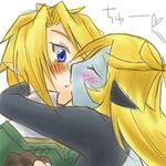  1girl artist_request blonde_hair blue_eyes blush kiss link long_hair lowres midna midna_(true) pointy_ears short_hair spoilers the_legend_of_zelda the_legend_of_zelda:_twilight_princess 