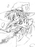  aozora_market greyscale hat kirisame_marisa lowres monochrome solo touhou witch_hat 