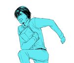  artist_request blue collared_shirt death_note dress_shirt envelope holding long_sleeves male_focus matsuda_touta monochrome pants running shirt simple_background solo white_background 