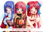  blush copyright_request gift holding holding_gift multiple_girls naked_ribbon ribbon senomoto_hisashi valentine 