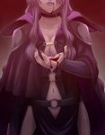  bare_hips blood blood_on_face breasts cape choker cleavage head_out_of_frame hip_vent lipstick long_hair lyrical_nanoha mahou_shoujo_lyrical_nanoha makeup medium_breasts nakayama_yukiji navel precia_testarossa purple purple_hair solo 