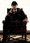  chair crossed_legs devil_may_cry hat male_focus nazi peaked_cap sitting solo swastika vergil wolfina world_war_ii 