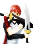  archer artist_request emiya_shirou fate/stay_night fate_(series) highres kanshou_&amp;_bakuya male_focus raglan_sleeves solo sword weapon 