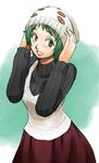  d=code green_eyes green_hair hat persona persona_3 short_hair smile solo sweater yamagishi_fuuka 