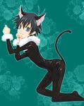  :3 androgynous animal_ears black_bodysuit bodysuit cat_ears copyright_request ohlala short_hair solo tail 