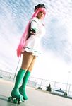  air_gear boots cosplay green_footwear photo pink_hair roller_skates simca skates solo tristen_citrine 