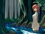  forest kusanagi_tonbo nature oekaki original peaceful red_hair scenery solo standing water 