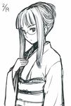  b_suke fate/stay_night fate_(series) greyscale himuro_kane japanese_clothes kimono monochrome sketch solo 